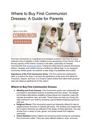 Where to Buy First Communion Dresses_ A Guide for Parents