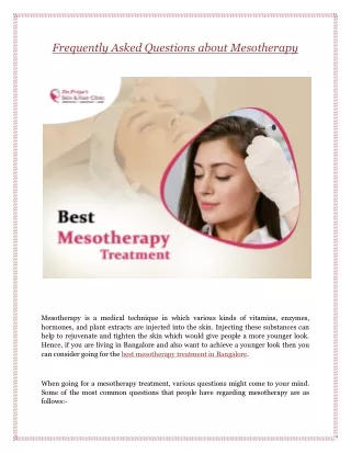 Frequently Asked Questions about Mesotherapy
