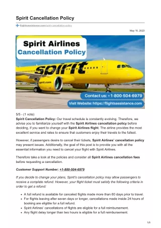 Spirit Airlines Cancellation Policy