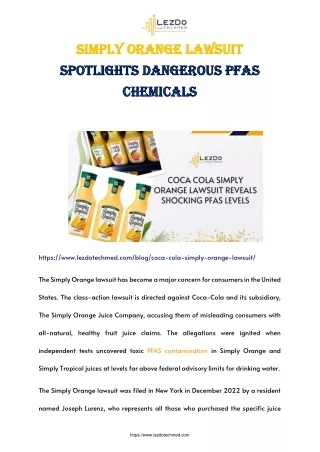Simply Orange Lawsuit Spotlights Dangerous PFAS Chemicals
