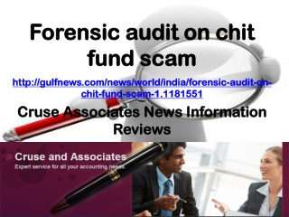 Cruse Associates News Information Reviews: Forensic audit on
