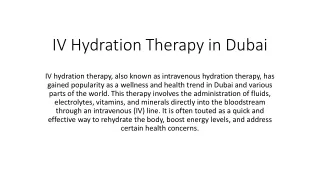 IV Hydration Therapy in Dubai