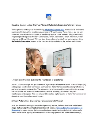 Elevating Modern Living_ The Five Pillars of MySankalp DreamNest's Smart Homes