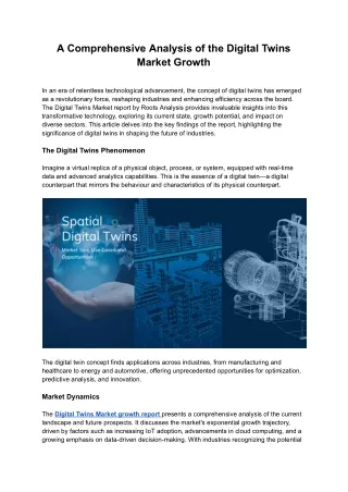 A Comprehensive Analysis of the Digital Twins Market Growth