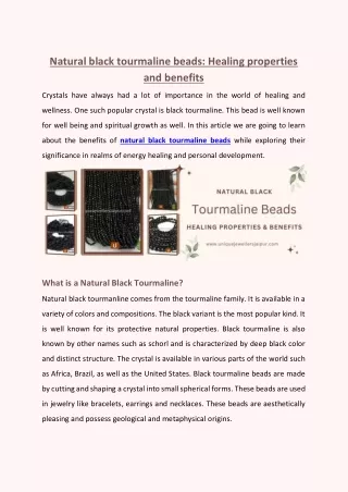 Natural Black Tourmaline Beads: Healing Properties and Benefits