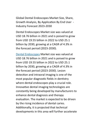 Global Dental Endoscopes Market Size