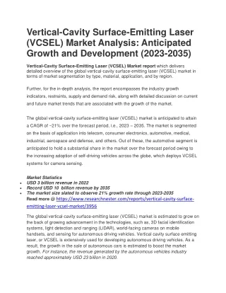 Vertical-Cavity Surface-Emitting Laser (VCSEL) Market