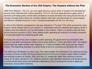 The Economic Decline of the USA Empire: The Airplane