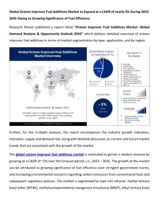 Octane Improver Fuel Additives Market Analysis 2023-2035