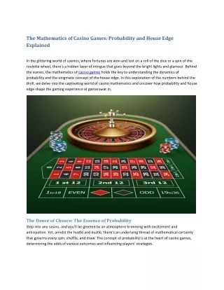 The Mathematics of Casino Games Probability and House Edge Explained