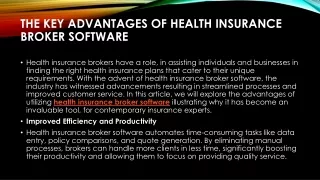 The Key Advantages of Health Insurance Broker Software