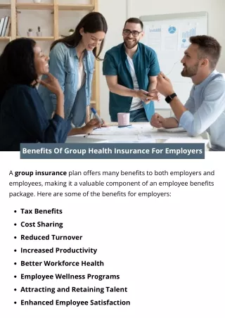 Benefits Of Group Health Insurance For Employers
