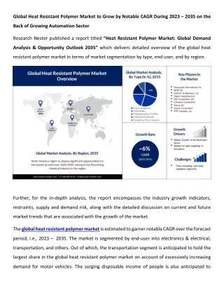 Heat resistant polymer market