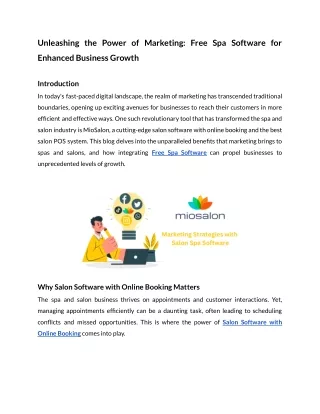 Unleashing the Power of Marketing_ Free Spa Software for Enhanced Business Growth