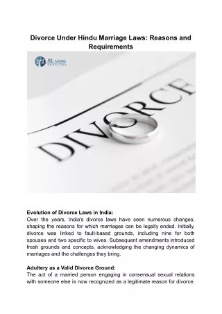 Divorce Under Hindu Marriage Laws Reasons and Requirements