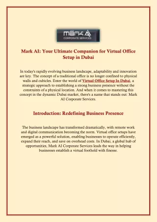 Virtual Office Setup In Dubai Mark AI Corporate Services