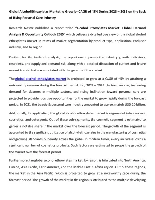 Alcohol Ethoxylates Market