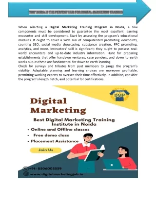 WHY NOIDA IS THE PERFECT HUB FOR DIGITAL MARKETING TRAINING