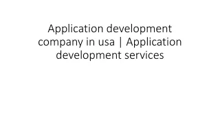 Application development company in usa | Application development services