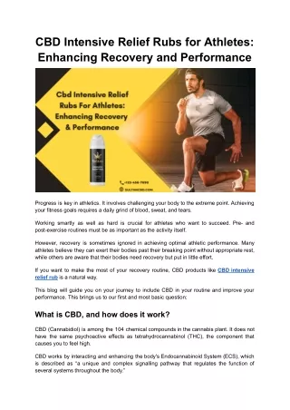 CBD Intensive Relief Rubs for Athletes_ Enhancing Recovery and Performance