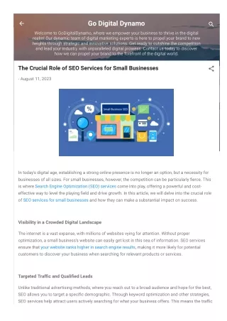 The Crucial Role of SEO Services for Small Businesses