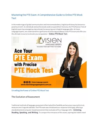 Mastering the PTE Exam: A Comprehensive Guide to Online PTE Mock Test