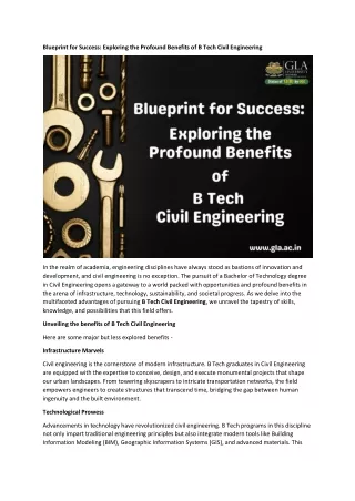 Blueprint for Success Exploring the Profound Benefits of B Tech Civil Engineering