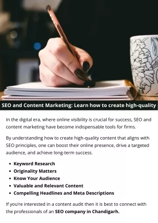 SEO and Content Marketing: Learn how to create high-quality