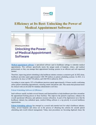 Efficiency at its Best - Unlocking the Power of Medical Appointment Software
