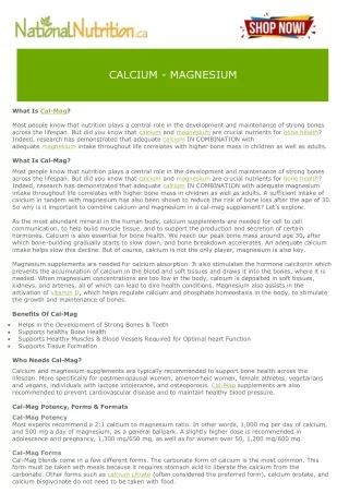 CALCIUM - MAGNESIUM