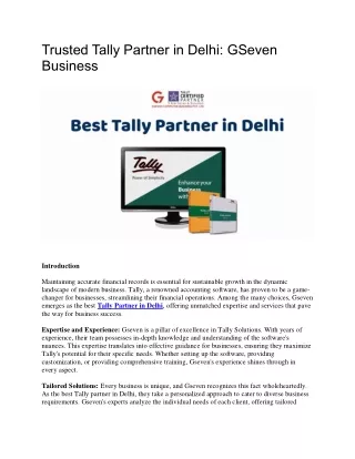 Trusted Tally Partner in Delhi GSeven Business