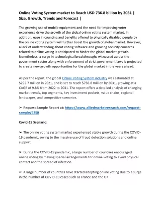 Online Voting System market to Reach USD 736.8 billion by 2031 | Size, Growth