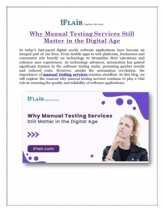 Why Manual Testing Services Still Matter in the Digital Age