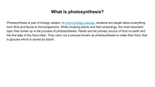 What is photosynthesis ?
