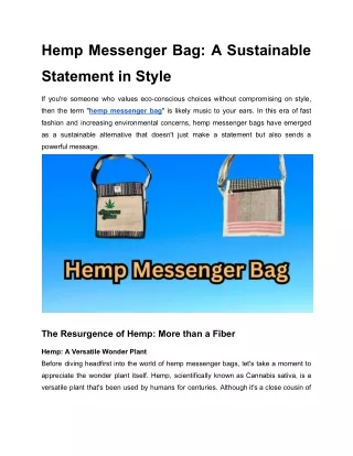 Hemp Messenger Bag_ A Sustainable Statement in Style