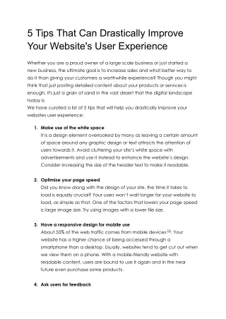 5 Tips That Can Drastically Improve Your Website's User Experience