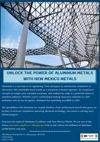 Unlock the Power of Aluminum Metals with New Mexico Metals