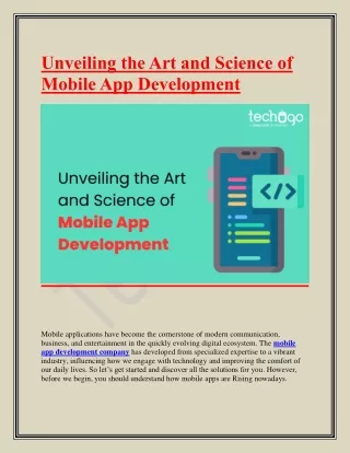 Unveiling the Art and Science of Mobile App Development