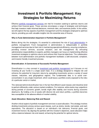 Investment & Portfolio Management Key Strategies for Maximizing Returns