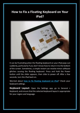 How to Fix a Floating Keyboard on Your iPad?