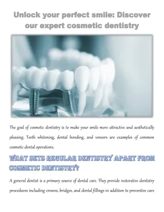 Unlock your perfect smile: Discover our expert cosmetic dentistry