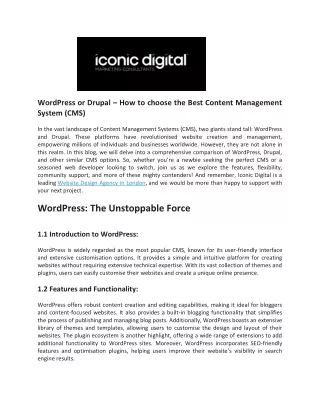 WordPress vs Drupal - What is the best Content Management System For Your Website - Iconic Digital