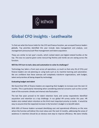 Global CFO insights - Leathwaite