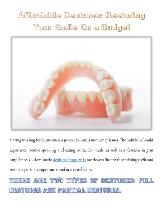 Affordable Dentures: Restoring Your Smile On a Budget