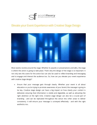 Elevate your Event Experience with Creative Stage Design - Scott Fleary Productions