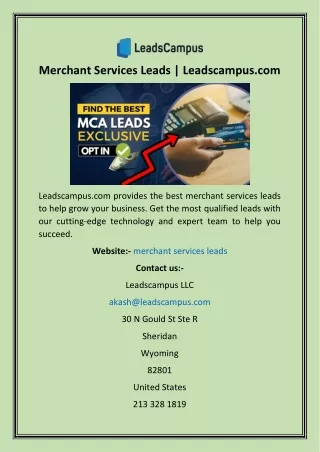 Merchant Services Leads  Leadscampus