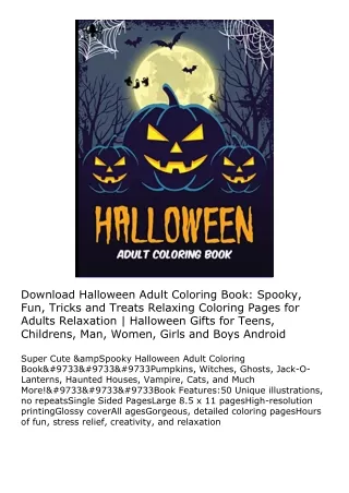 Download Halloween Adult Coloring Book: Spooky, Fun, Tricks and Treats Relaxing