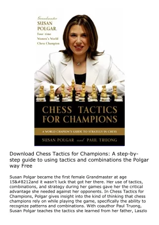 Download Chess Tactics for Champions: A step-by-step guide to using tactics and