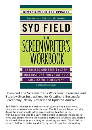 Download The Screenwriter's Workbook: Exercises and Step-by-Step Instructions fo