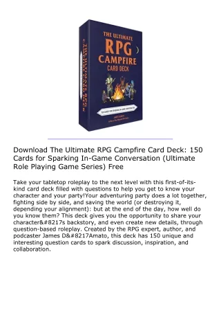 Download The Ultimate RPG Campfire Card Deck: 150 Cards for Sparking In-Game Con